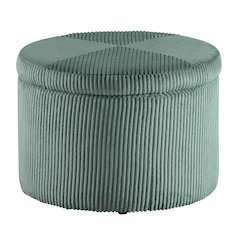 Designs4Comfort Round Corduroy Shoe Storage Ottoman with Reversible Tray Lid