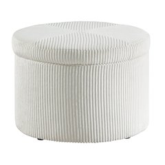 Designs4Comfort Round Corduroy Shoe Storage Ottoman with Reversible Tray Lid