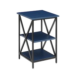 Tucson End Table with Shelves, Cobalt Blue/Black
