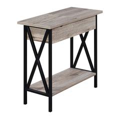 Tucson Flip Top End Table with Charging Station and Shelf