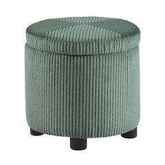 Designs4Comfort Round Corduroy Accent Storage Ottoman with Reversible Tray