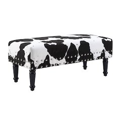 Designs4Comfort Cow Print Bench with Nailheads