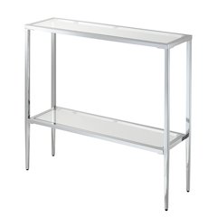 Nadia Glass Chrome Entryway Hall Table with Shelf