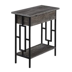 Town Square Flip Top End Table with Charging Station and Shelf