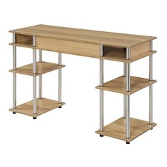 Wood Student Desk With Melamine Veneer Surface And Stainless Steel Poles