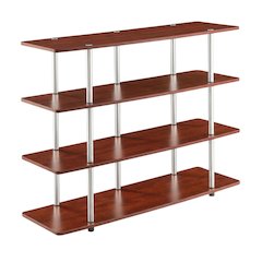 Cherry TV stand with no tools, 4-tier design, for TVs up to 55 inches
