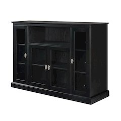 Black Highboy TV Stand with Storage Cabinets and Shelves for 55-Inch TVs