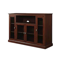 Espresso Highboy TV Stand with MDF and tempered glass for 55-inch TVs