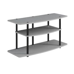 Gray 3-Tier TV Stand for 46-Inch Flat Screens with Particle Board Construction