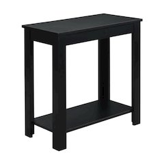 Slim Chairside Table, Black, Bottom Shelf, Quick Setup