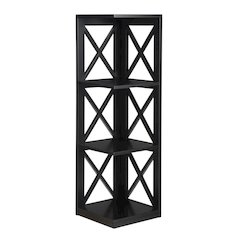 Corner Bookcase in Finish with 3 Shelves for Compact Storage