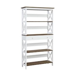 Wooden 5-Tier Bookcase with Drawer for Storage and Display