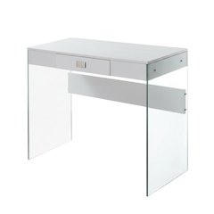 White Glass-Top Desk With Modern Contemporary Style