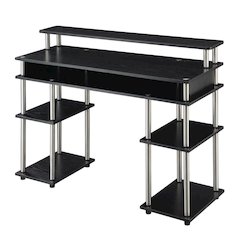 Contemporary Black Student Desk With Charging Station For Home Or Office Use