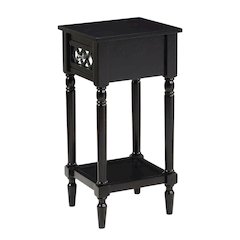 Black Accent Table with Shelf and Drawer for Living Room or Bedroom