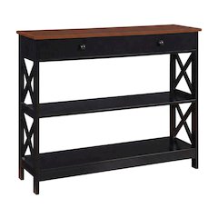 Wooden 1-Drawer Console Table with Shelves and Modern Design