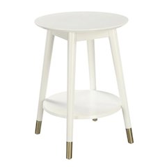 Mid Century Round End Table with Bottom Shelf for Living Room and Lounge