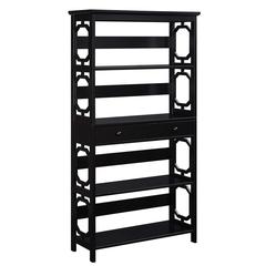 Omega 5 Tier Bookcase with Drawer, Black