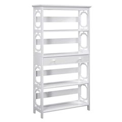Omega 5 Tier Bookcase with Drawer, White