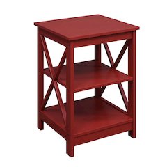 Oxford End Table with Shelves Cranberry Red