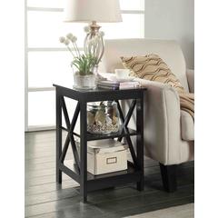 Oxford End Table with Shelves Black