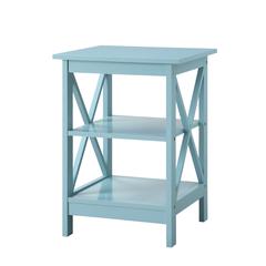 Sea Foam Blue End Table with Shelves for Storage and Stylish Decor