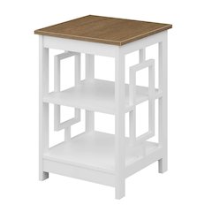 Town Square End Table with Shelves, Driftwood/White