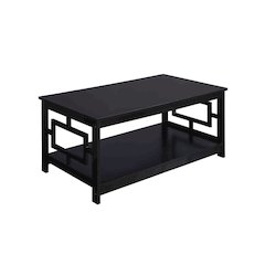 Town Square Coffee Table with Shelf, Black