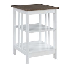 Mission End Table, Driftwood/White