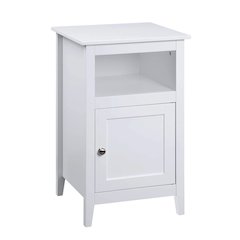 Designs2Go End Table with Storage Cabinet and Shelf, White