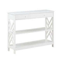Titan 1 Drawer Console Table with Shelves, White