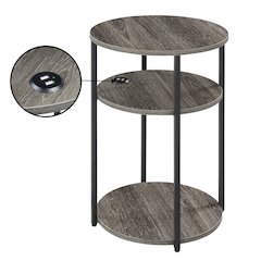 Designs2Go Simon 3 Tier End Table with USB Ports