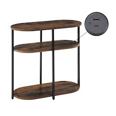 Designs2Go Simon 3 Tier Oval Chairside End Table with USB Ports