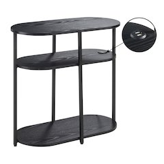 Designs2Go Simon 3 Tier Oval Chairside End Table with USB Ports