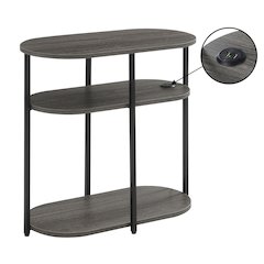 Designs2Go Simon 3 Tier Oval Chairside End Table with USB Ports
