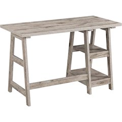 Sturdy Office Desk With Shelves And Melamine Finish For Workspace Efficiency