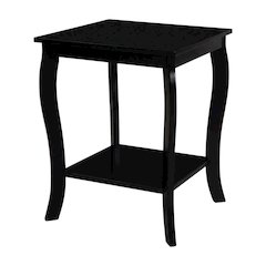 Black square end table with modern design for living room or bedroom use
