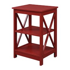Cranberry Red End Table with Shelves and Transitional Style