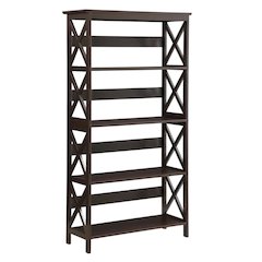 Wooden 5-Tier Bookcase with Non-Lead Base Paint Finish for Home Storage