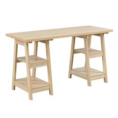 Modern Distressed Wood Desk With Shelves, Mdf And Melamine Construction