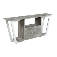 White powder-coated metal TV stand with shelves for 65-inch TVs