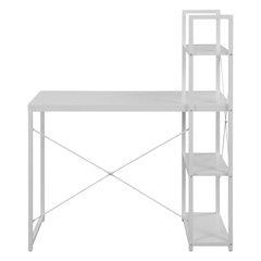 White Office Workstation Desk With Shelves For Home And Workspace