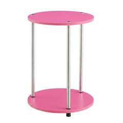 Pink 2-Tier Round End Table with Modern Design and Sturdy Construction