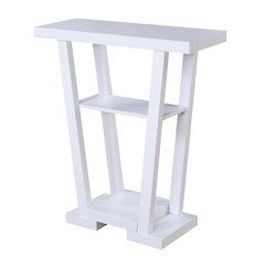 Newport Console Table with Two Shelves, Versatile Use in White Woodgrain Finish