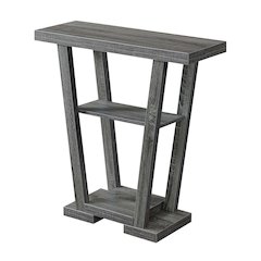 Console Table, Gray Woodgrain, 2 Shelves, Entryway, Sofa