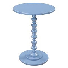 Spindle Coffee Table, Blue, Round, Turned Base, Vibrant