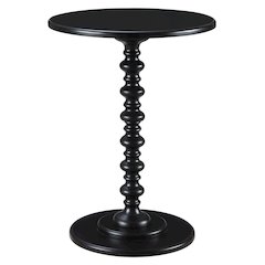 Coffee Spindle Table, Round, Black, Sculpted Base, Easy Setup