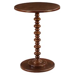 Spindle Coffee Table, Brown, Round, Turned Base, Easy Setup