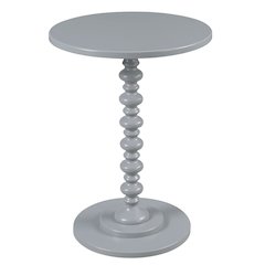 Spindle Coffee Table, Gray, Round, Turned Base, Easy Setup