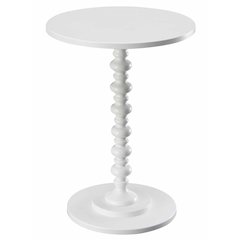 Spindle Coffee Table, White, Round, Turned Base, Easy Assembly